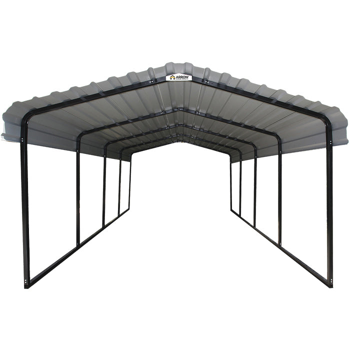 Arrow 1-zijdige 12x20x7 gegalvaniseerde stalen carportkit - Eggshell