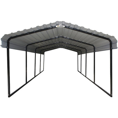 Arrow 1-zijdige 12x20x7 gegalvaniseerde stalen carportkit - Eggshell