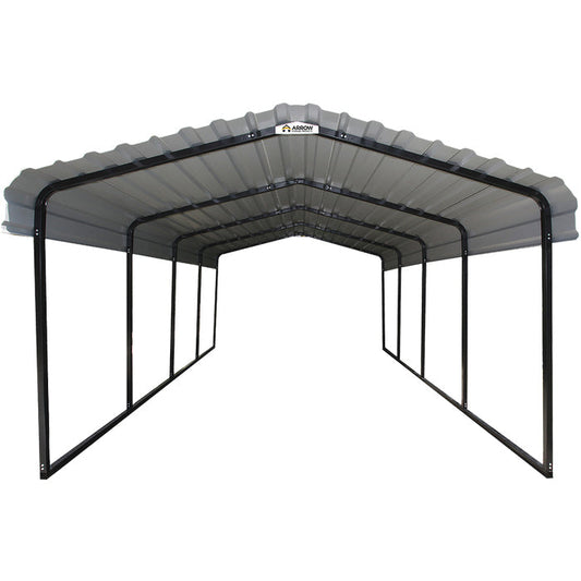 Arrow 1-zijdige 12x20x7 gegalvaniseerde stalen carportkit - Eggshell