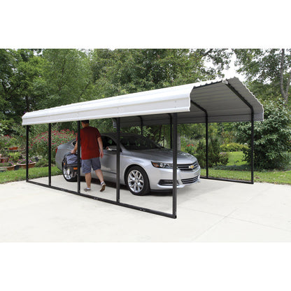 Arrow 1-zijdige 12x20x7 gegalvaniseerde stalen carportkit - Eggshell