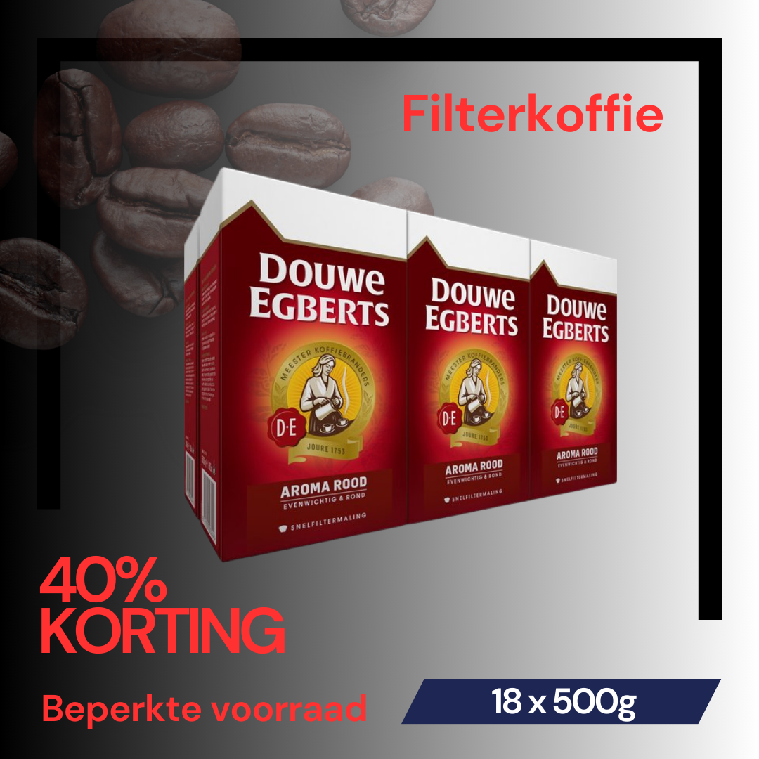 Douwe Egberts Aroma Rood Filterkoffie – 18 x 500 gram