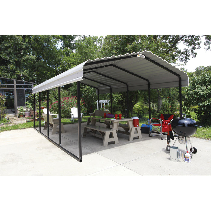 Arrow 1-zijdige 12x20x7 gegalvaniseerde stalen carportkit - Eggshell