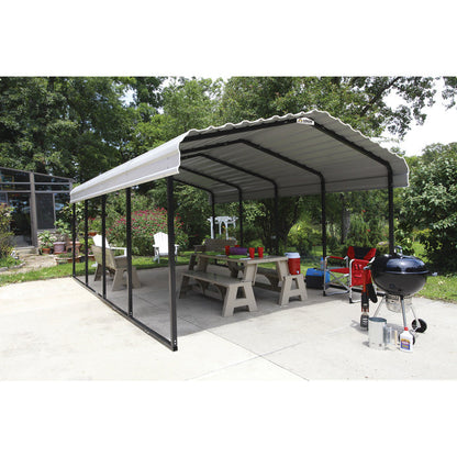 Arrow 1-zijdige 12x20x7 gegalvaniseerde stalen carportkit - Eggshell