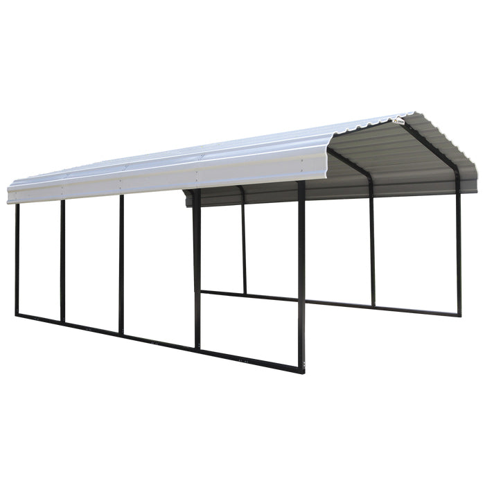 Arrow 1-zijdige 12x20x7 gegalvaniseerde stalen carportkit - Eggshell