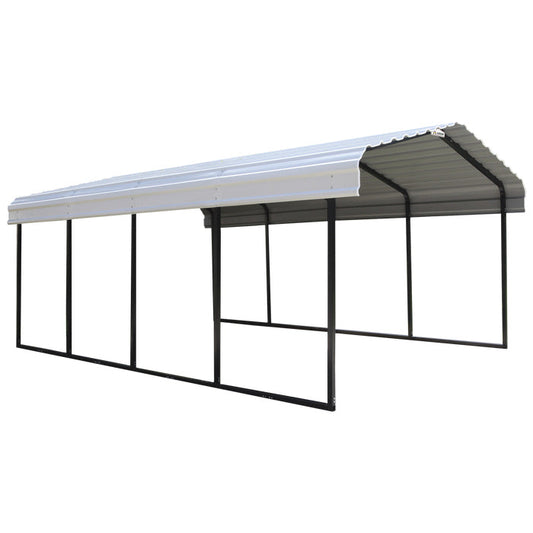 Arrow 1-zijdige 12x20x7 gegalvaniseerde stalen carportkit - Eggshell